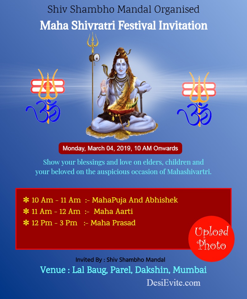 maha shivaratri program invitation card template 32 