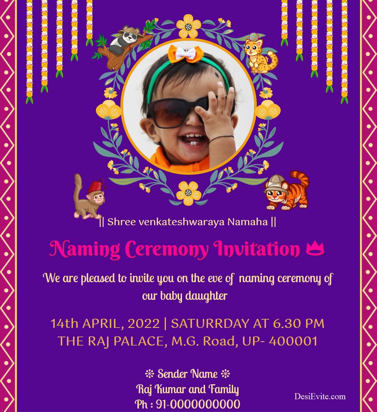 naming-ceremony-animals-flower-theme-ecard