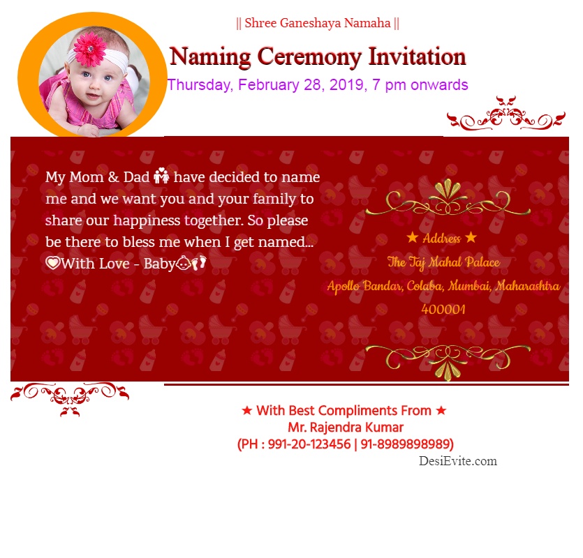 Naming Ceremony Invitation Card Background - Handmade Cards & Ideas in 2021