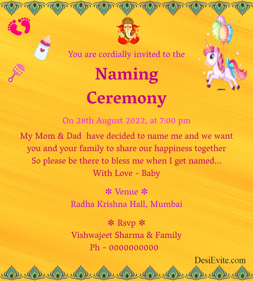 Naming ceremony invitation ecard free without watermark