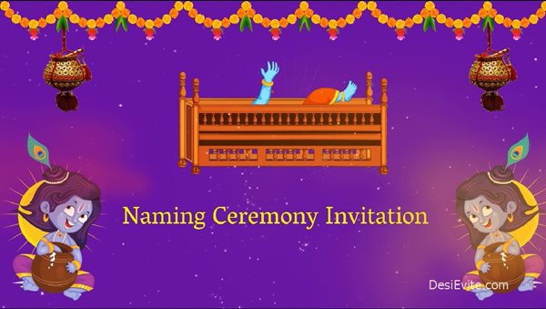 Hindu traditional naming ceremony /namkaran/palanarohan invitation video  Krishna Theme