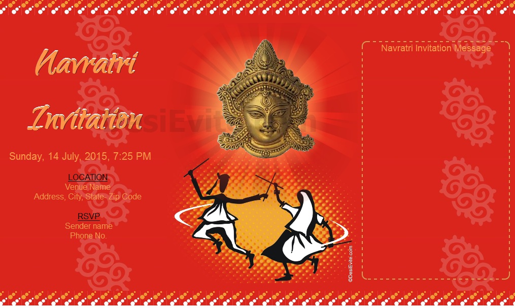 Navratri Dandiya Festival Invitation
