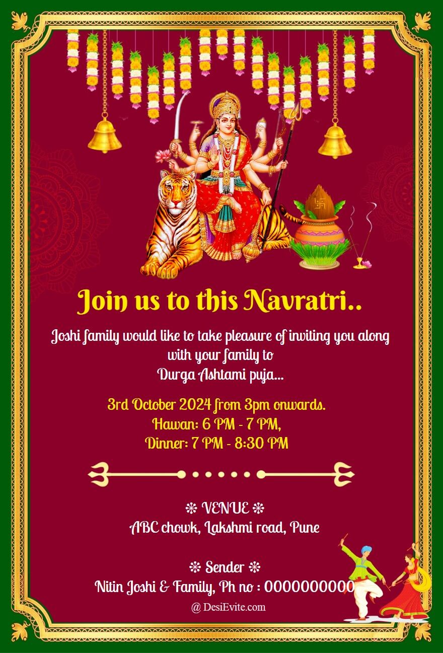 Navratri invitation card with garbha