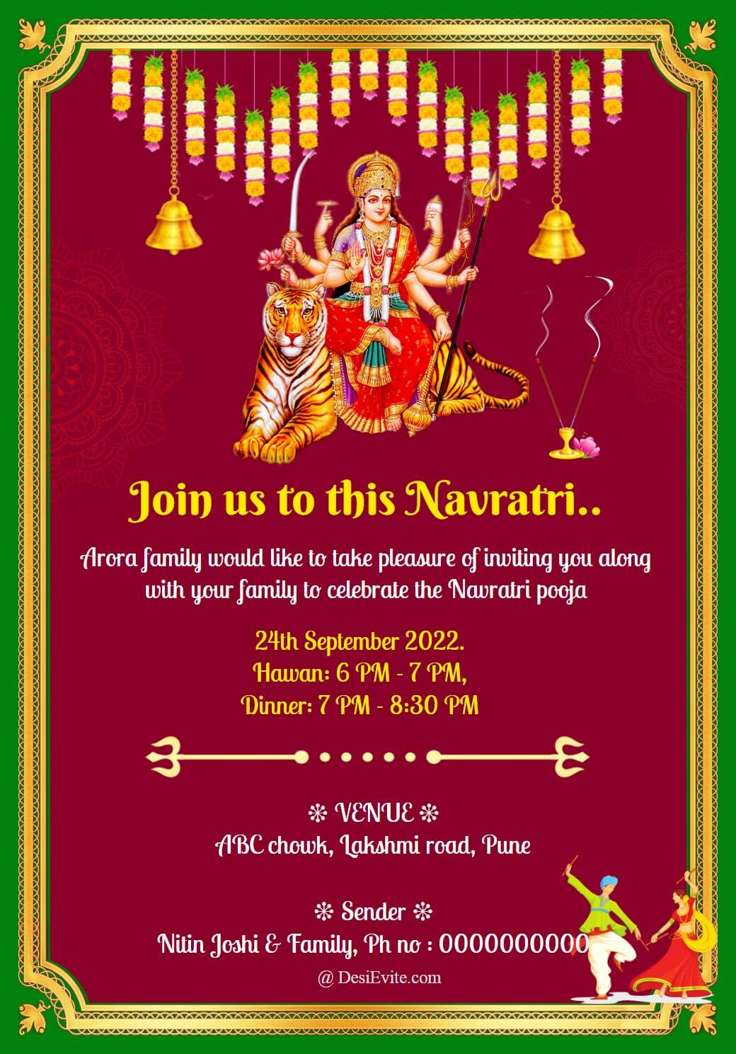 navratri invitation card with garbha 100 
