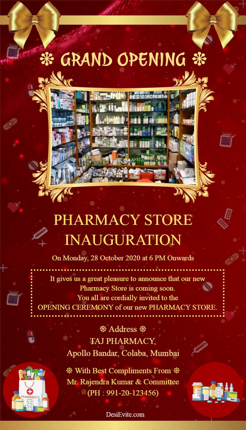pharmacy store inauguration ecard