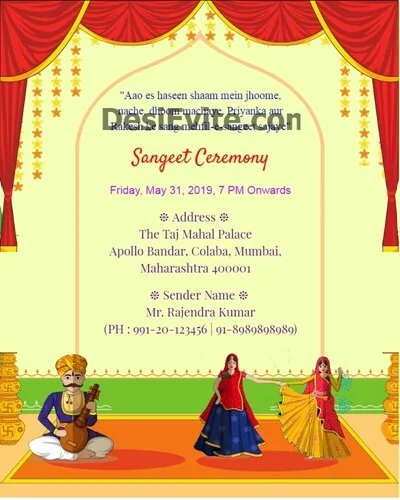 rajasthani style sangeet card