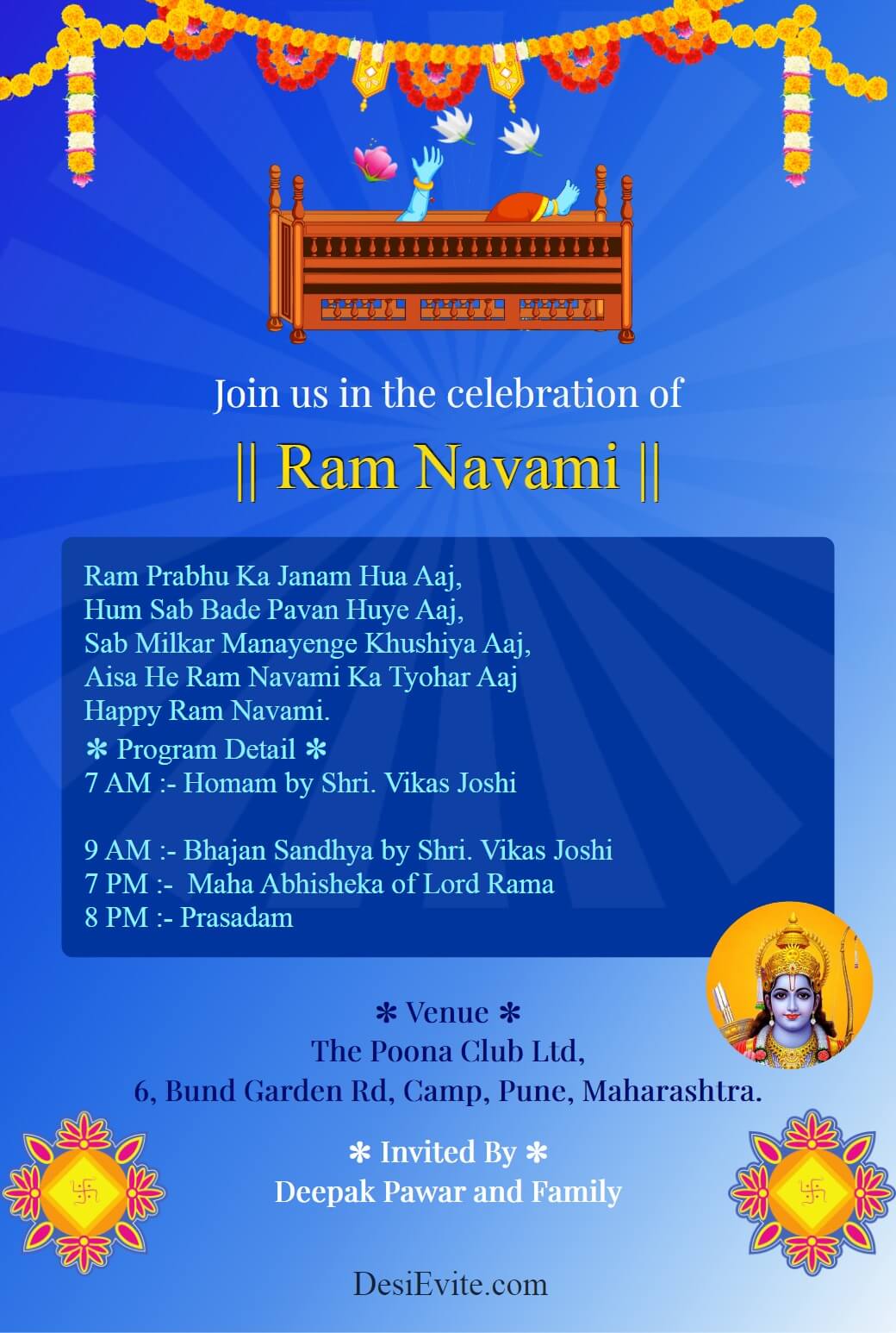 Ram Navami Celebration Invitation Card