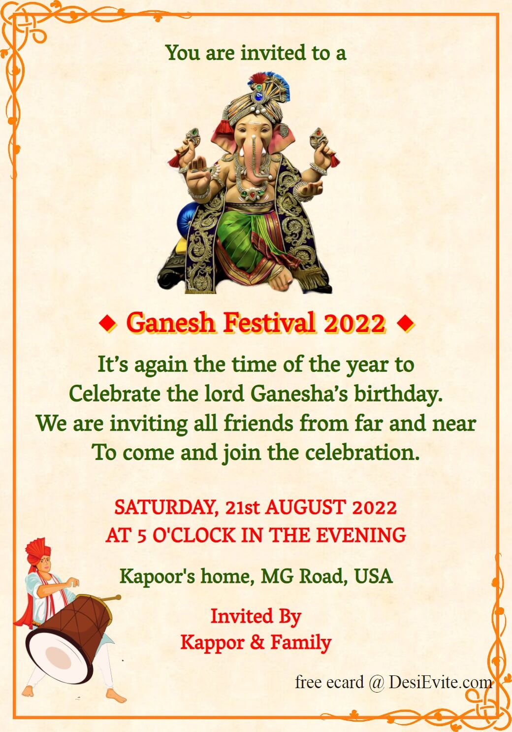 simple modern ganesha invitation ecard 68 