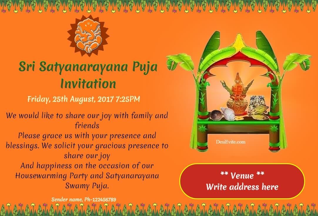 sri satyanarayana puja invitation 36 