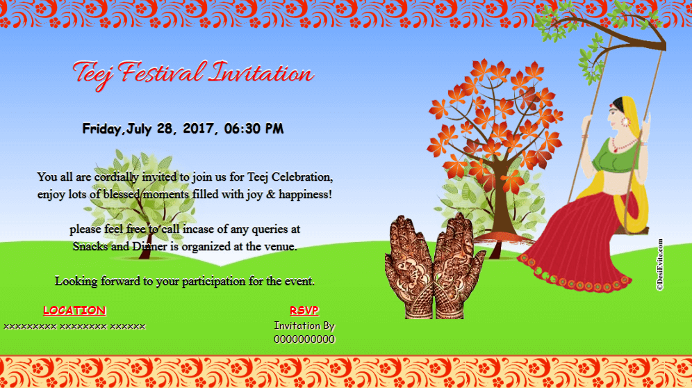 Teej Festival Invitation