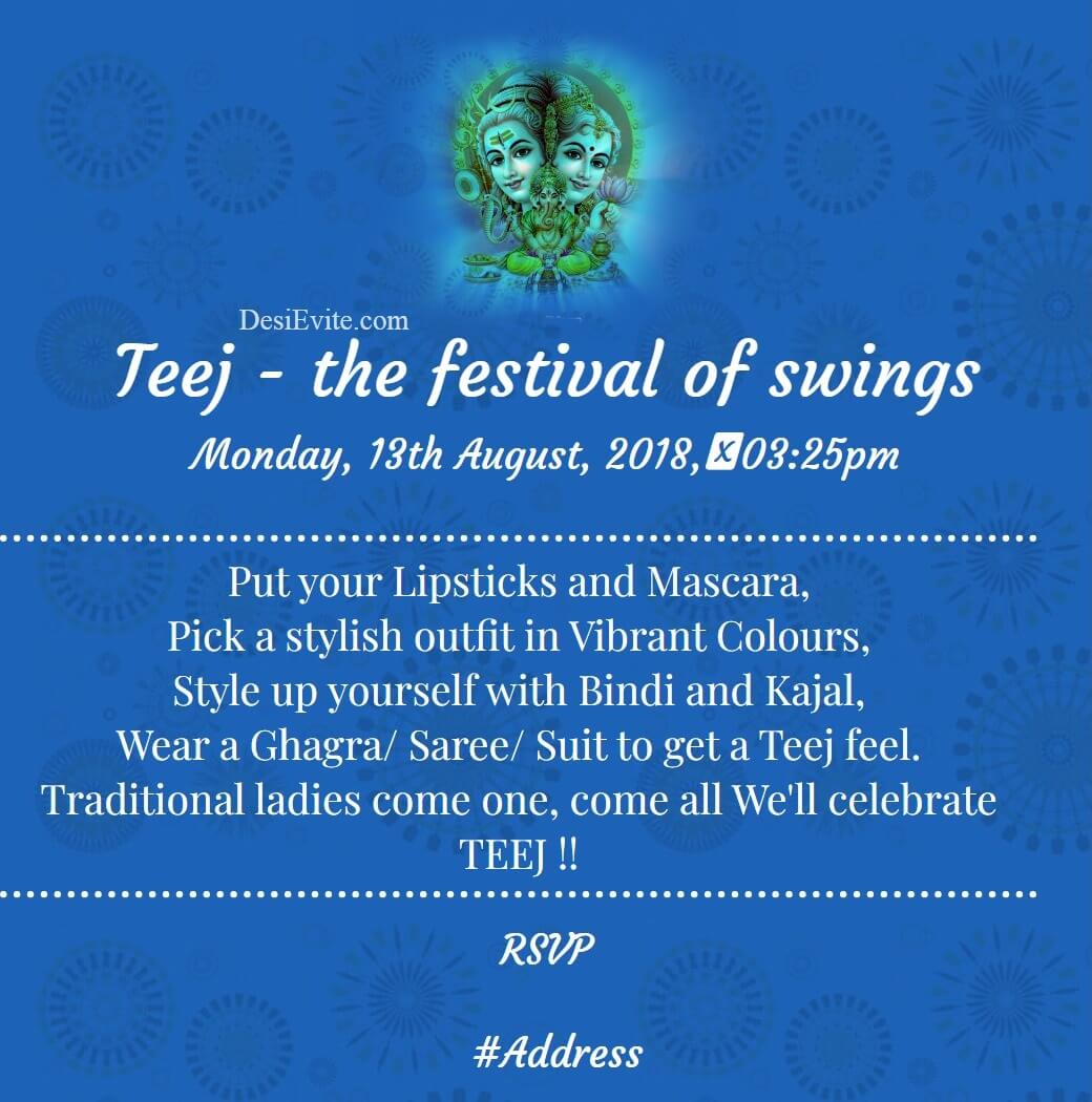 teej festival invitation card 79 