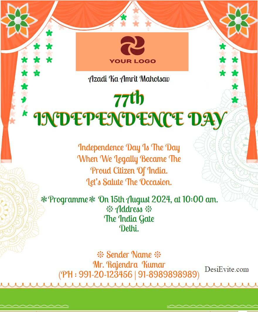 Traditional 15 august invitation card Traditional 15 august invitation card