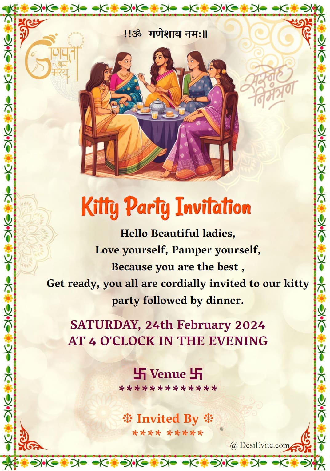 traditional indian kitty party invitation ecard 100 