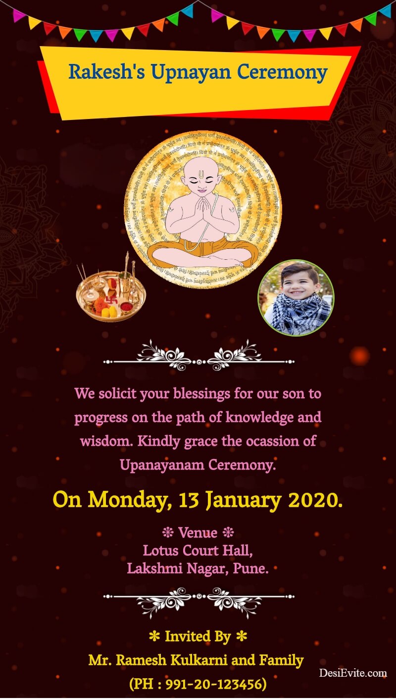 upnayan ceremony card universe theme