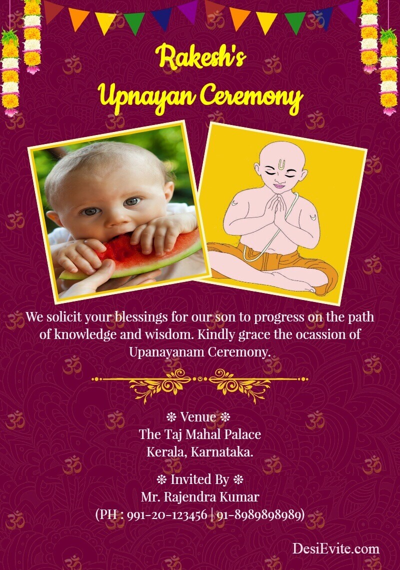 upnayan ceremony invitation card 2 photos