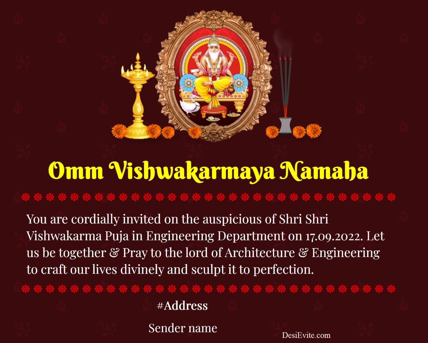 Vishwakarma Puja Invitation