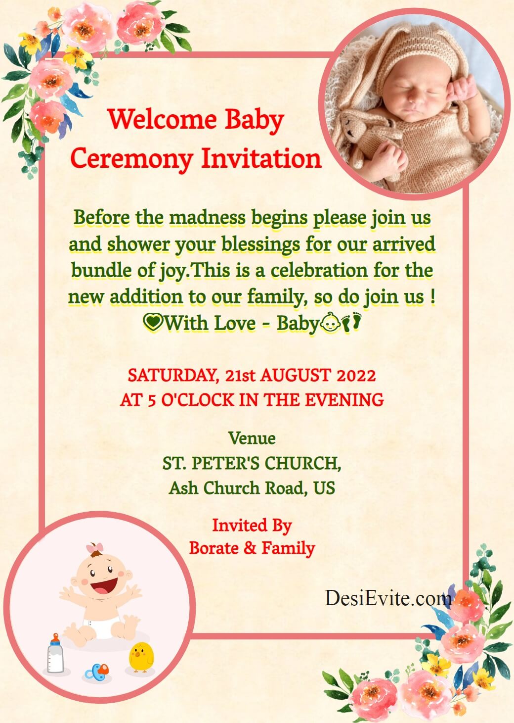 welcome baby party invitation ecardo 140 