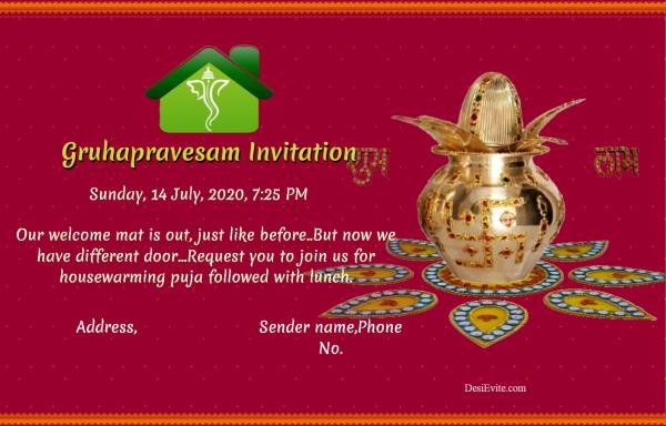 Free Griha Pravesh Housewarming Invitation Card Online Invitations