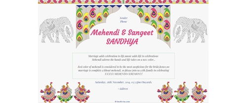 free Ladies Sangeet/Mehndi ceremony Invitation Card ...