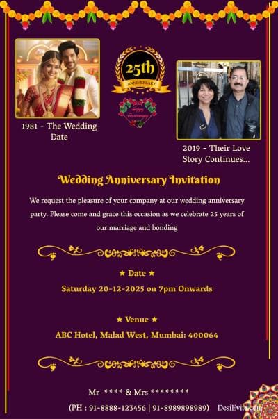 Free Wedding  Anniversary  Invitation  Card Online Invitations 