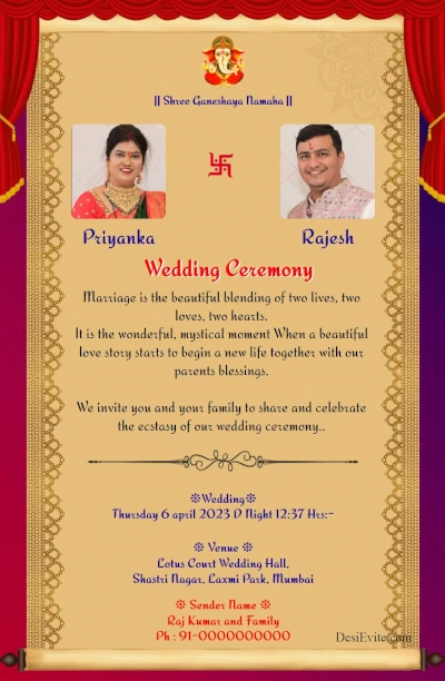 Free Indian Wedding Invitation Card Maker Online Invitations