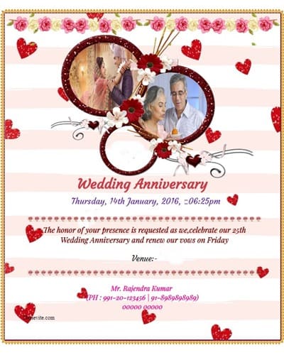 Free Wedding Anniversary Invitation Card Online Invitations