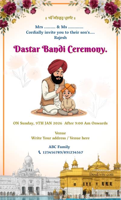 Dastar Bandi Ceremony ecard Golden Temple Theme