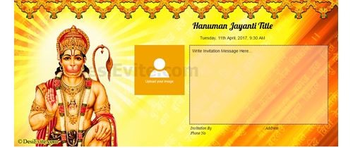 Free Hanuman Jayanti Invitation Card Online Invitations Invitation With Image Lord Hanuman The Symbol Of Strength Energy And Power