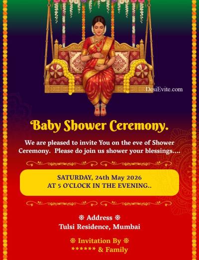 Indian baby shower invitation ecard flower theme