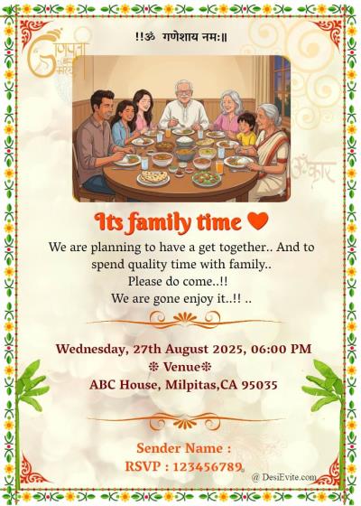 Traditional Indian Family Get Together Invitation Card