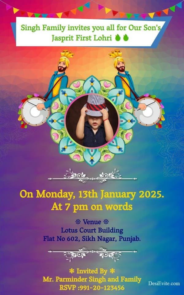 lohri-invitation-card-with-dhol-and-photo