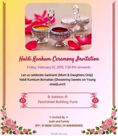 Makar sankranti haldi kumkum invitation card