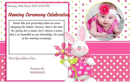 Free Baby Girl Naming Ceremony Invitation Card Online Invitations