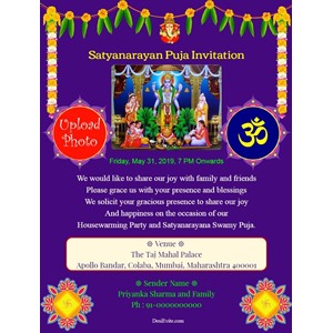 Free Satyanarayan Puja Invitation Card Online Invitations