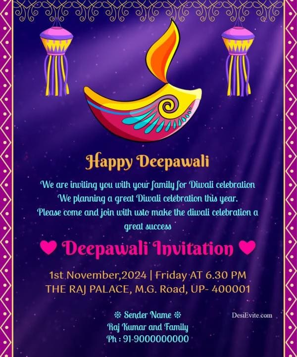 traditional diwali invitation ecard