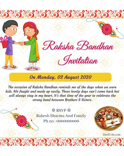 Free Raksha Bandhan Invitation Card Online Invitations In Hindi