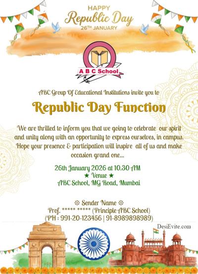 Traditional Indian Republic Day Invitation ecard