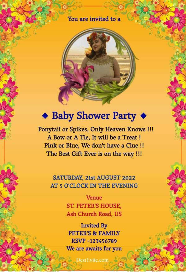 Yellow Theme Baby Shower Invitation eCard