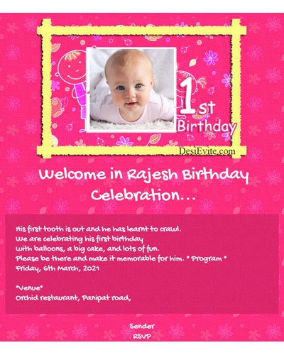 free 1st Birthday Invitation Card & Online Invitations