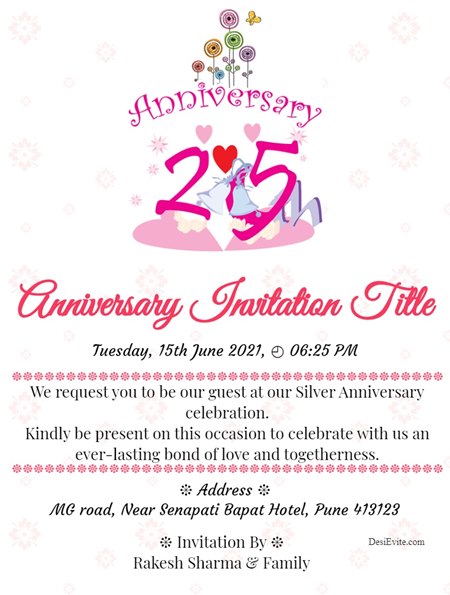 25th Anniversary Come and lets join the party
