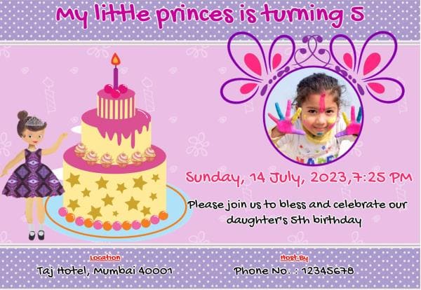 5th Birthday Invitation for Girls