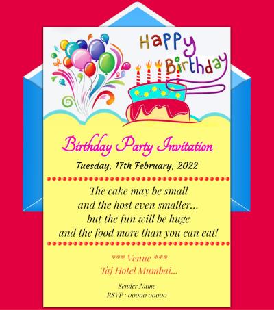 Birthday invitation eCard envelope theme