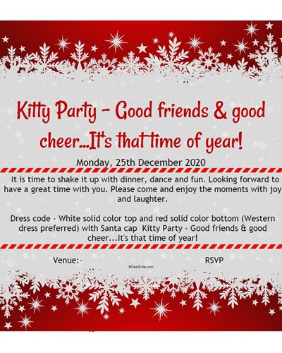 Christmas Kitty Party Invitation e-card