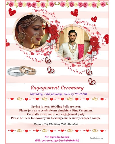 Punjabi Engagement/Ring Ceremony Valentine theme card