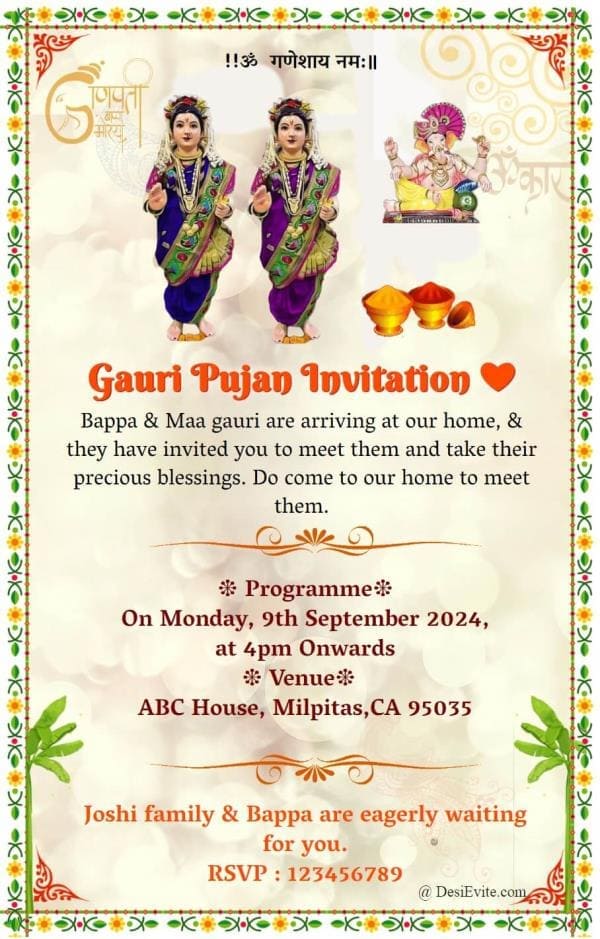 gouri-puja-invitation-card-with-greenflower-border