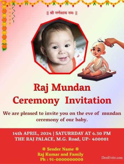 Mundan Ceremony Invitation Cards