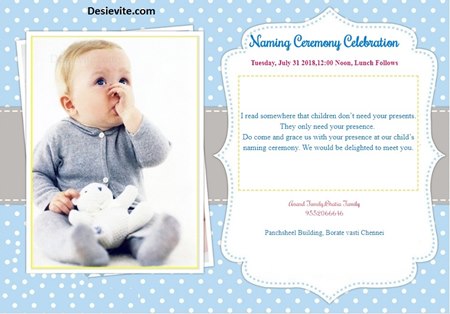 free baby boy naming ceremony Invitation Card & Online Invitations