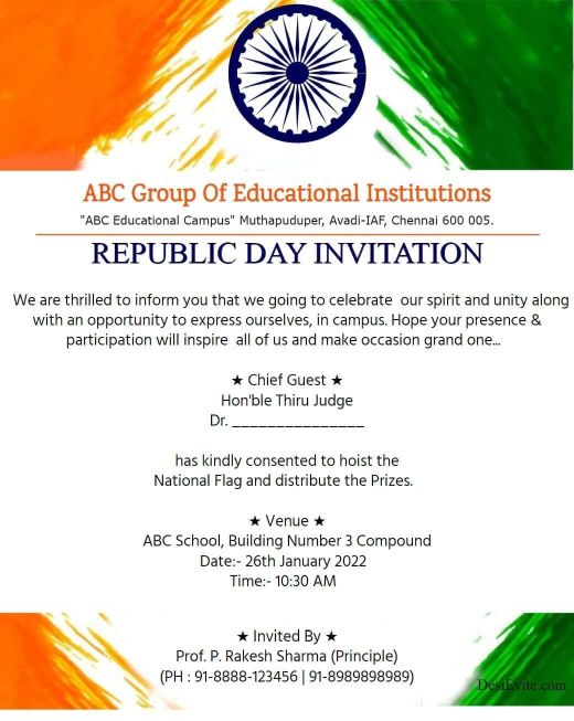 free Republic Day Invitation Card & Online Invitations