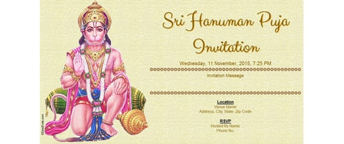 Sri Hanuman Puja Invitation free without watermark