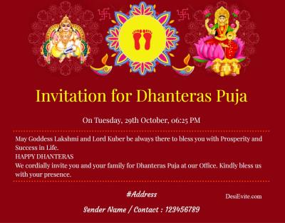 Invitation for Dhanteras